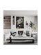 Tablou cu Ramă Aurie Design Flori Vază Pietre Reliefate Tip Diamant 60.5x41x2.5cm