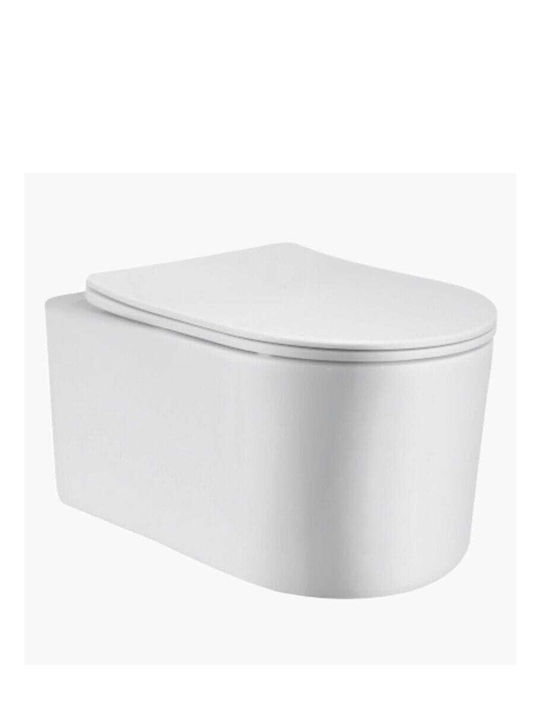 Biojet Wandhängende Toilette Randlos mit Schlank Deckel Duroplast Sanftes Schließen Weiße Biojet Wandhängende Toilette Randlos mit Schlank Deckel Duroplast Sanftes Schließen Weiße