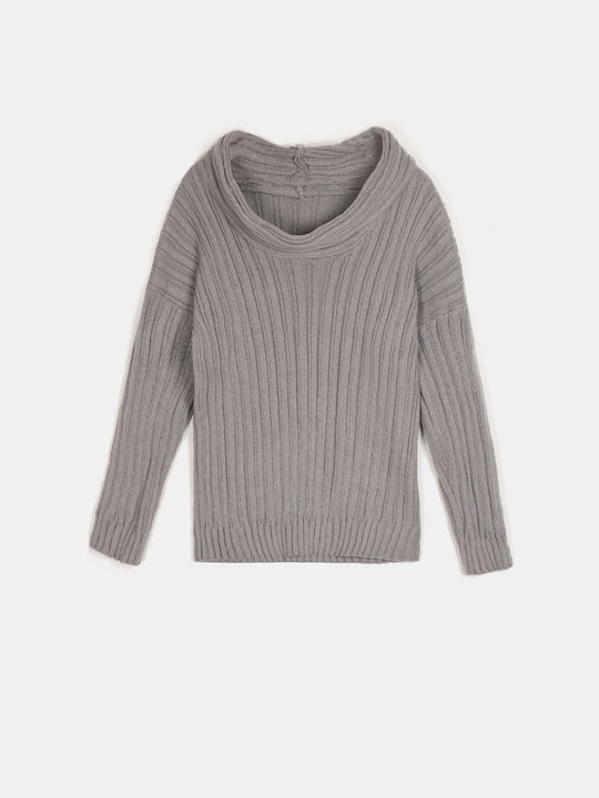 Strick-Schulterfreie Bluse Grau Grau