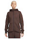 Women's Sweatshirt Jacket Hooded Brown