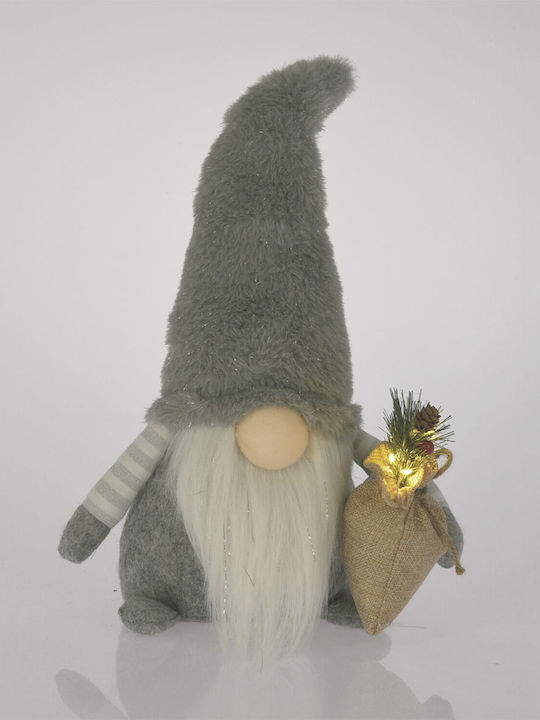 Illuminated Christmas Fabric Figure Dwarf Gray Height 38cm
