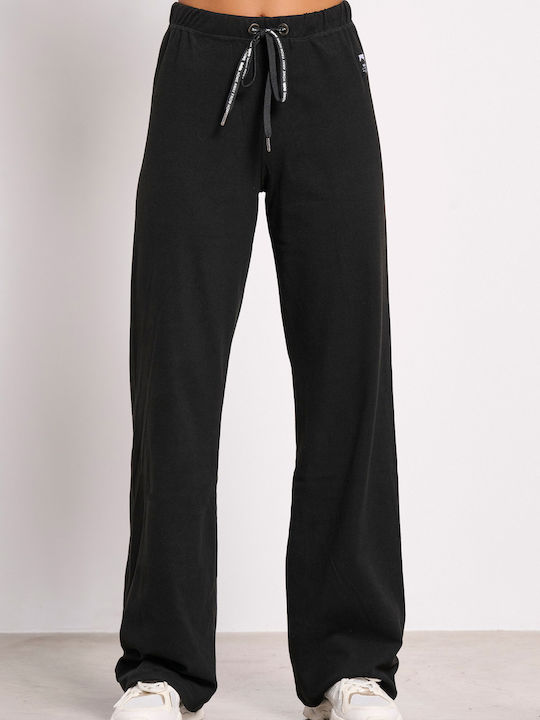 High Waist Sweatpants Flared Black