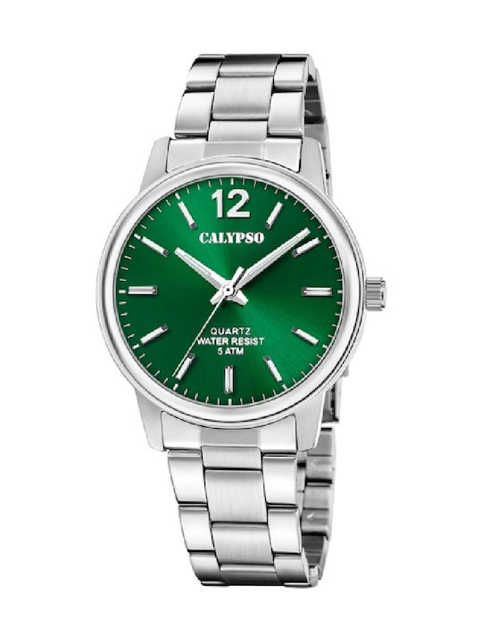 Calypso Herrenuhr Batterie mit Silber Metallarmband