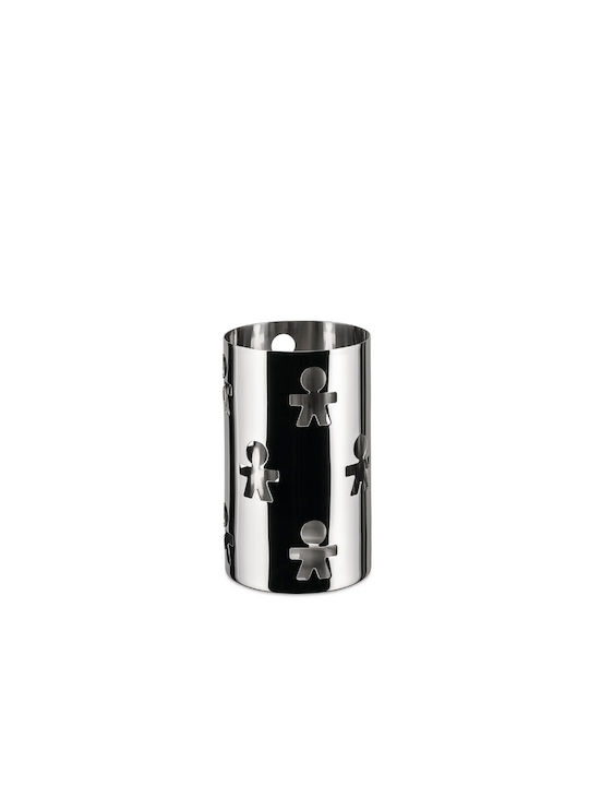 Alessi Vase General Use with Lid made of Stainless Steel Silver 9x9x15cm
