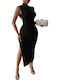 Maxi Evening Dress with Slit Black
