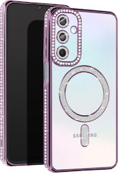 Avizar Diamond калъф Samsung Galaxy A15 Magsafe с камъни лилав Avizar Diamond калъф Samsung Galaxy A15 Magsafe с камъни лилав
