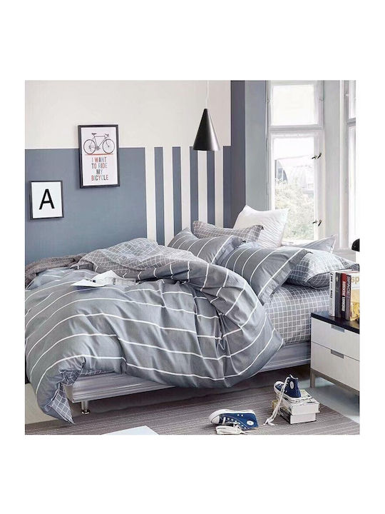 Woman's Fashion Duvet Cover Set Queen with 2 Pillowcases 220x240 Gray