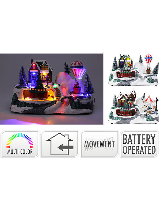 Zaros Christmas Illuminated Decorative Village with Battery with Movement 30.5x18.5x18.5cm.