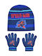 Spiderman Set Kids Beanie with Gloves Knitted Blue