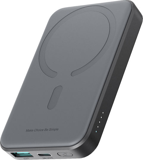 Joyroom JR-W020 Mini Power Bank 5000mAh 20W με Θύρα USB-A και Θύρα USB-C Power Delivery Μαύρο