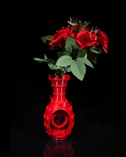 3D Art Shop Red Vase 9.5x7xH19cm