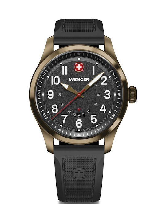 Wenger Men's Watch Battery with Black Rubber Strap
