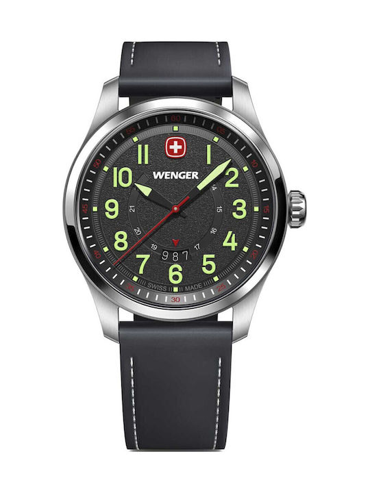 Wenger Men's Watch Battery with Black Rubber Strap