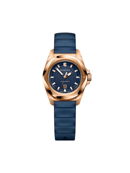 Victorinox Inox Herrenuhr Batterie mit Blau Kau...