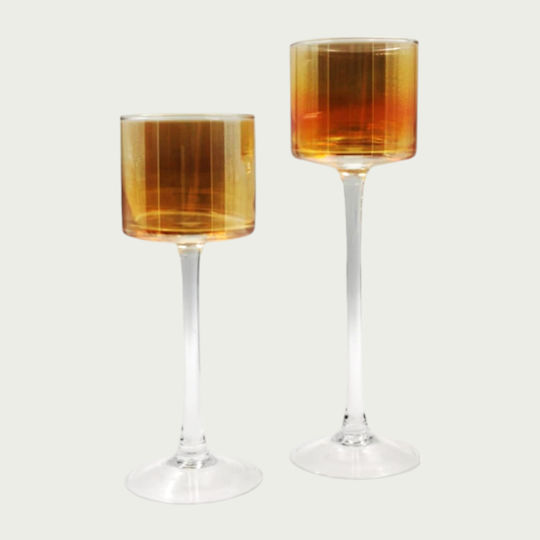 Karvounis Christmas Glass Brown Candlestick 30x9cm 2pcs