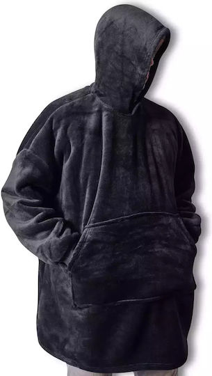 Silk Fashion Κουβέρτα Sherpa με Μανίκια Black