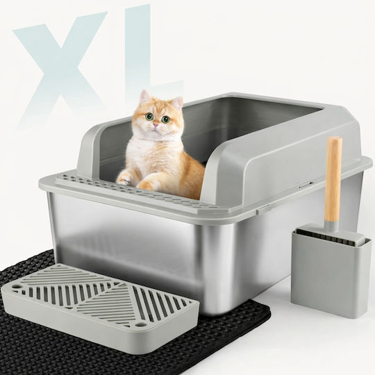 Wallex Catcare Котешка Тоалетна със Сито Сива Д60 x Ш40 x В30.5cm