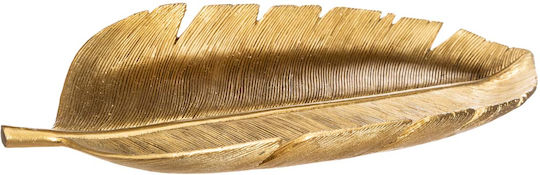 Decorative Platter 39x18 A-s Gold Leaves 162625 12.5x6 Polyresin