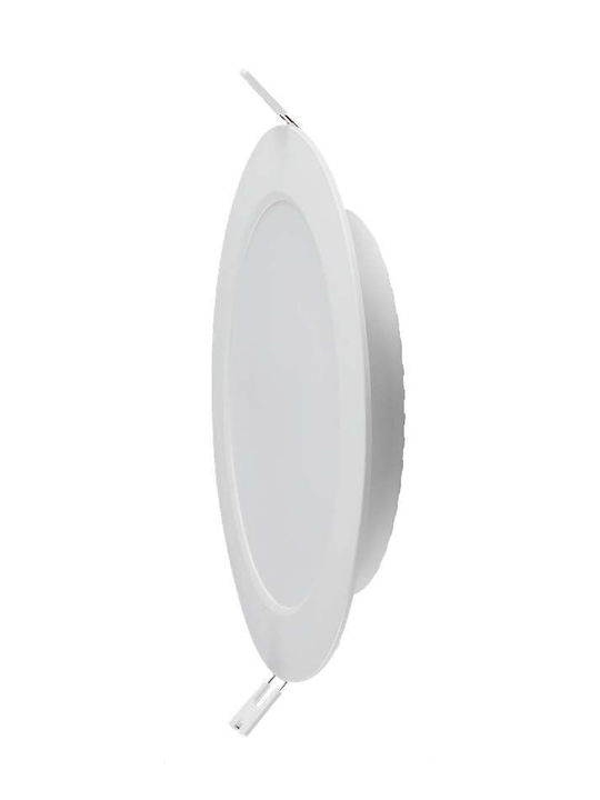 V-TAC Στρογγυλό Χωνευτό LED Panel 12W με Φυσικό Λευκό Φως 4000K