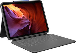 Logitech Rugged Folio Flip Cover with Keyboard for iPad 10th Generation Gray Logitech Rugged Folio Flip Cover with Keyboard for iPad 10th Generation Gray