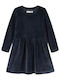 Children's Dress Long Sleeve Velvet Dark Sapphire