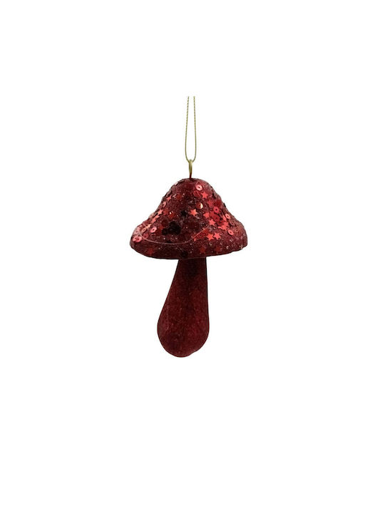 Mushroom Plastic Red Christmas Tree Ornament 8x13cm