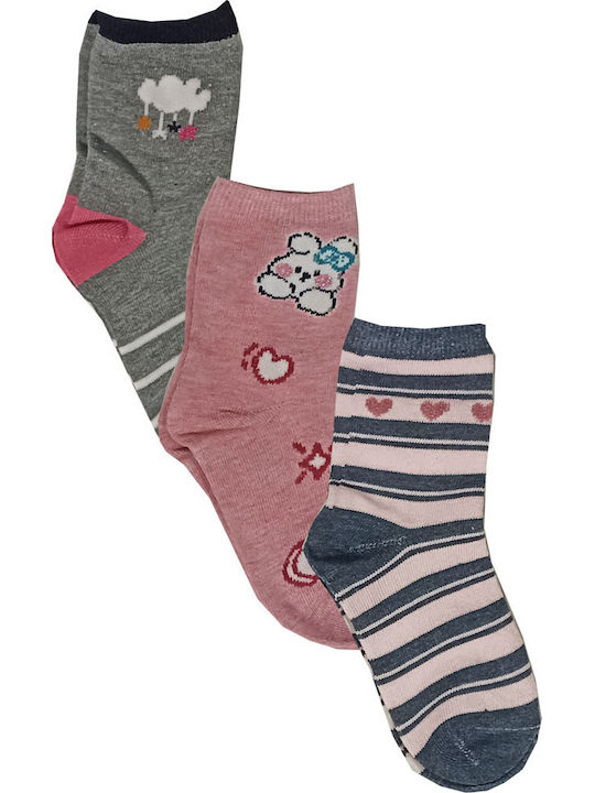 365 Charm Socks Παιδικές Κάλτσες Ροζ - Γκρί 3 Ζ...