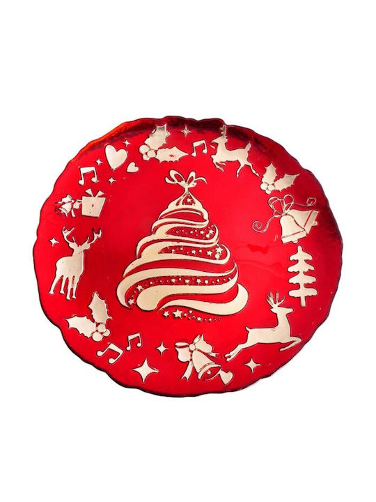 Marva Christmas Platter Glass Red