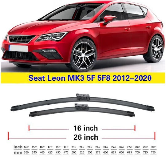 Bosch Aerotwin Front Wiper Blades Set 3398000013 Set Seat León Mk3 5f 5f8 2013 2020 Front Set 66cm 40cm 26" + 16" 2 Pieces
