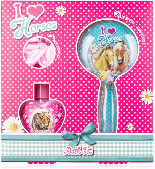 Accentra 80ml Bubble Bath, Bürste & Scrunchie - I Love Horses Pflege-Set