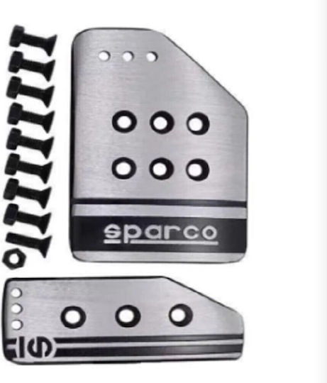 Sparco Car Pedal Set Non Slip Universal Aluminum Silver 2pcs
