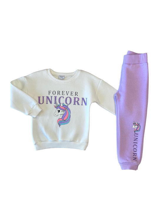 Set pentru copii cu pantaloni Iarnă 2buc White, Purple