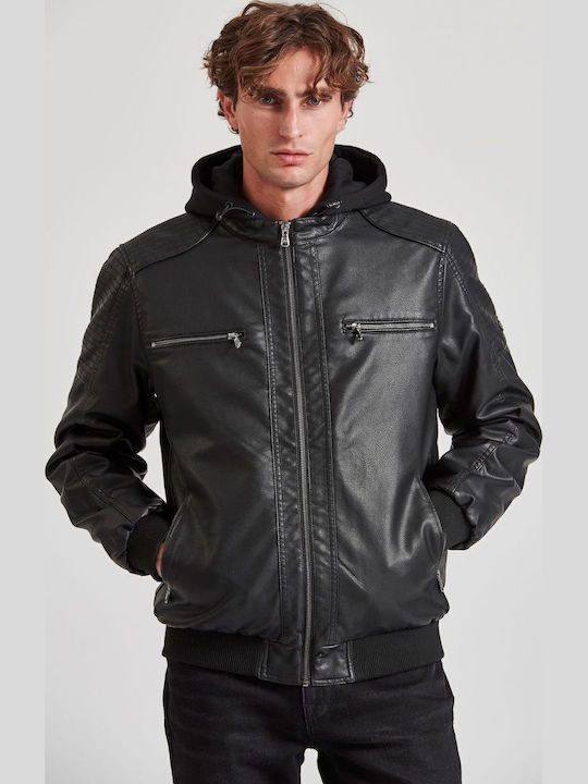 Faux Leather Jacket Biker Black