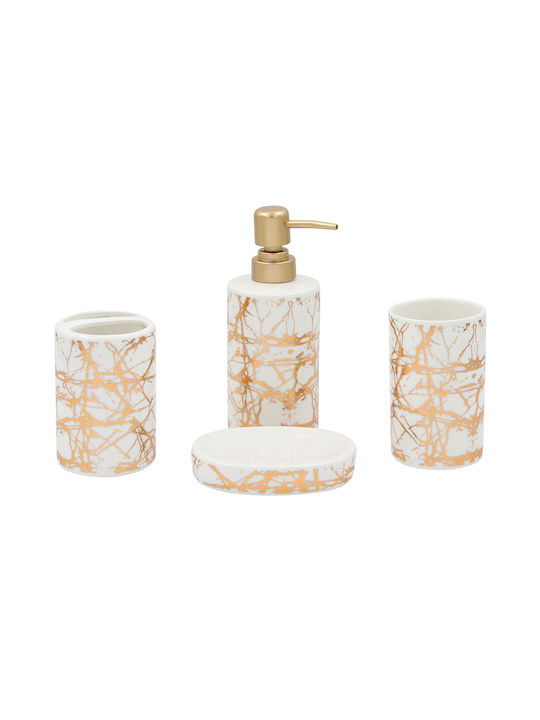 Keskor Keskor Ceramic Bathroom Accessory Set White 4 Pieces
