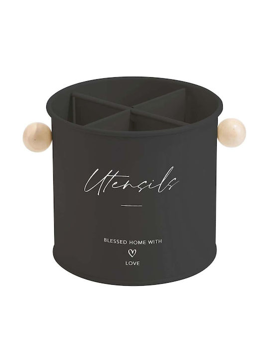 Поставка за прибори за маса с 4 отделения Kitchen Trend Φ13.5cm 700814/черен Oriana Ferrelli