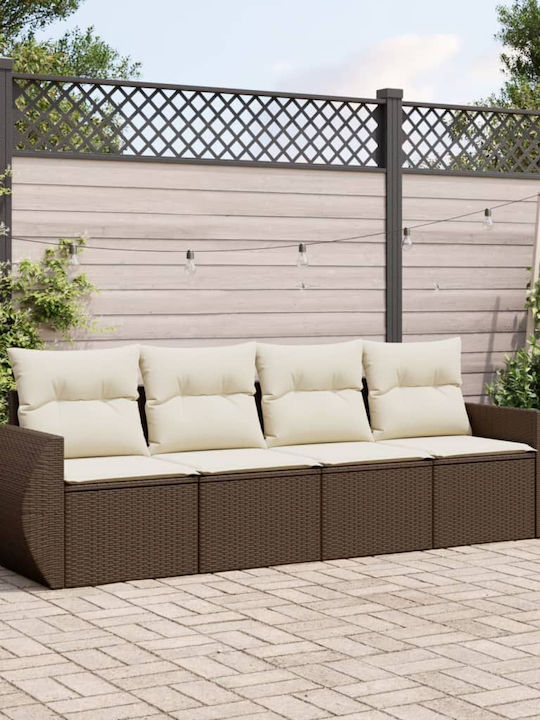 Canapea Cu Patru Locuri De Exterior Din Rattan Cu Perne 55x55x69cm