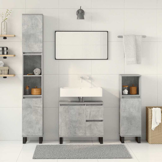 vidaXL Waschtisch mit Waschbecken L30xB60xH33cm Grey Concrete