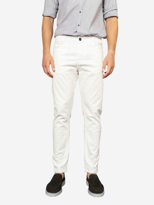 Men's Jeans Pants Cropped Elastic with Slim Fit White MP-D-JNS-S24-029-White