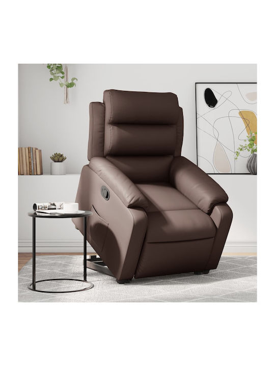 Fotoliu Relax Masaj cu Puf din Piele Ecologică Maro 75x92.5x100cm