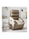 Relax Armchair with Footstool from Leatherette Cappuccino 75x92.5x100cm