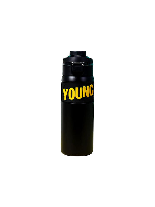 Water Bottle Stainless Steel 600ml Black