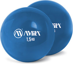 AMILA Μπάλες Ενδυνάμωσης Χεριού 1.5kg 2τμχ σε Μπλε Χρώμα