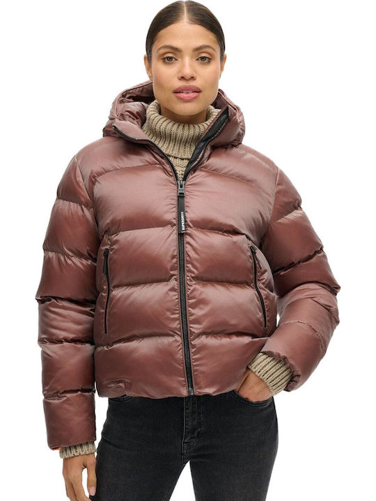 Superdry Κοντό Γυναικείο Puffer Μπουφάν για Χει...
