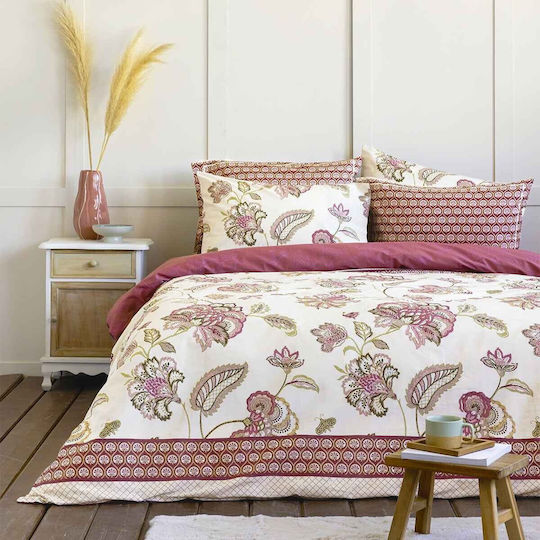 Nima Sheet Sets Queen 220x260cm. Carmen Bordeaux Beige Ecru 4pcs