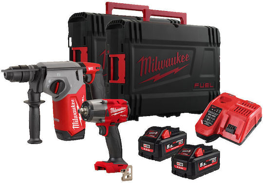Milwaukee FPP2BA-552X Powerpack Set Șurubelniță cu impact & Excavator Brushless 18V cu 2 baterii 5.5Ah și husă