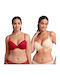 Demi Sticker Sticker Bra Underwire Red & Beige