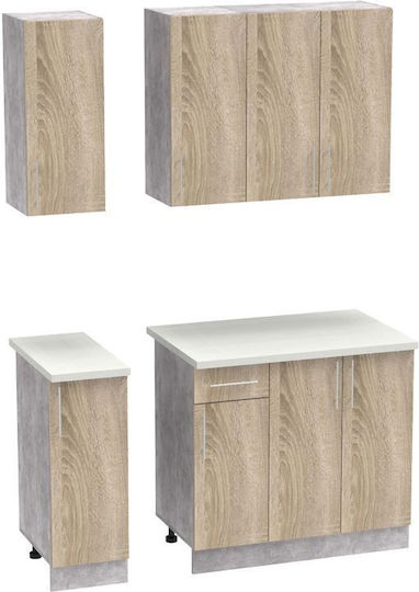 Festa Ii Set Dulapuri de Bucătărie Suspendate & de Podea cu Blat de Lucru Sonoma Shade 120x60x85buc
