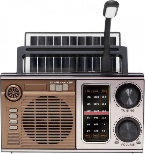 M-538bts Retro Φορητό Ραδιόφωνο Ηλιακό με Bluetooth και USB Ασημί