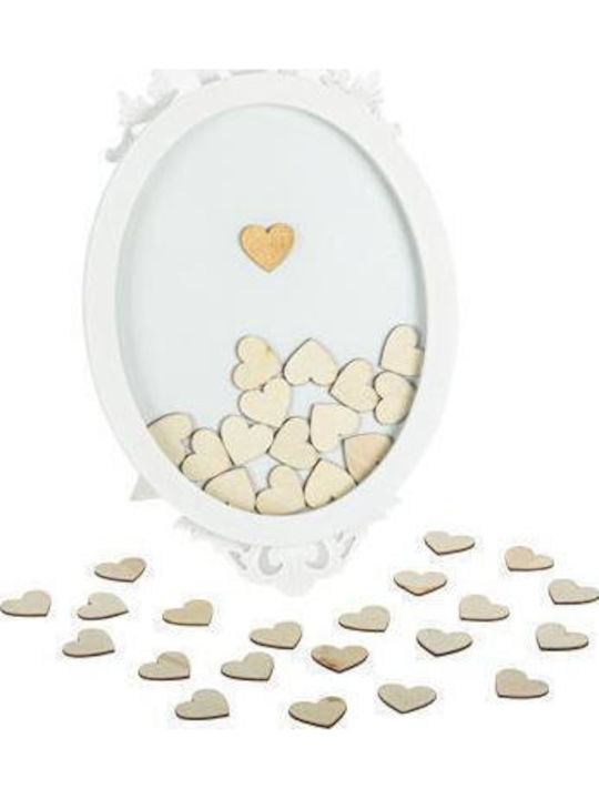 Wish Frame 40 X 24 Cm + 40 Wooden Hearts 3.5 Cm Beauty Home