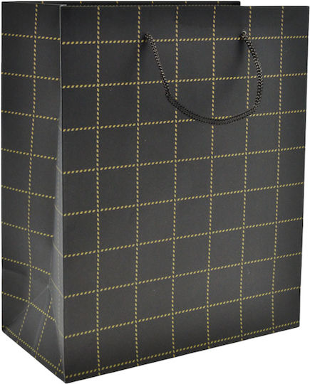 Ankor Checkered Paper Bag for Gift Black 26.5x33x14cm.